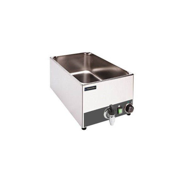 Calienta tapas baño maria de sobremesa con grifo Casfri modelo BMG-150 construido en acero inoxidable 1500W Ideal para negocios de hosteleria