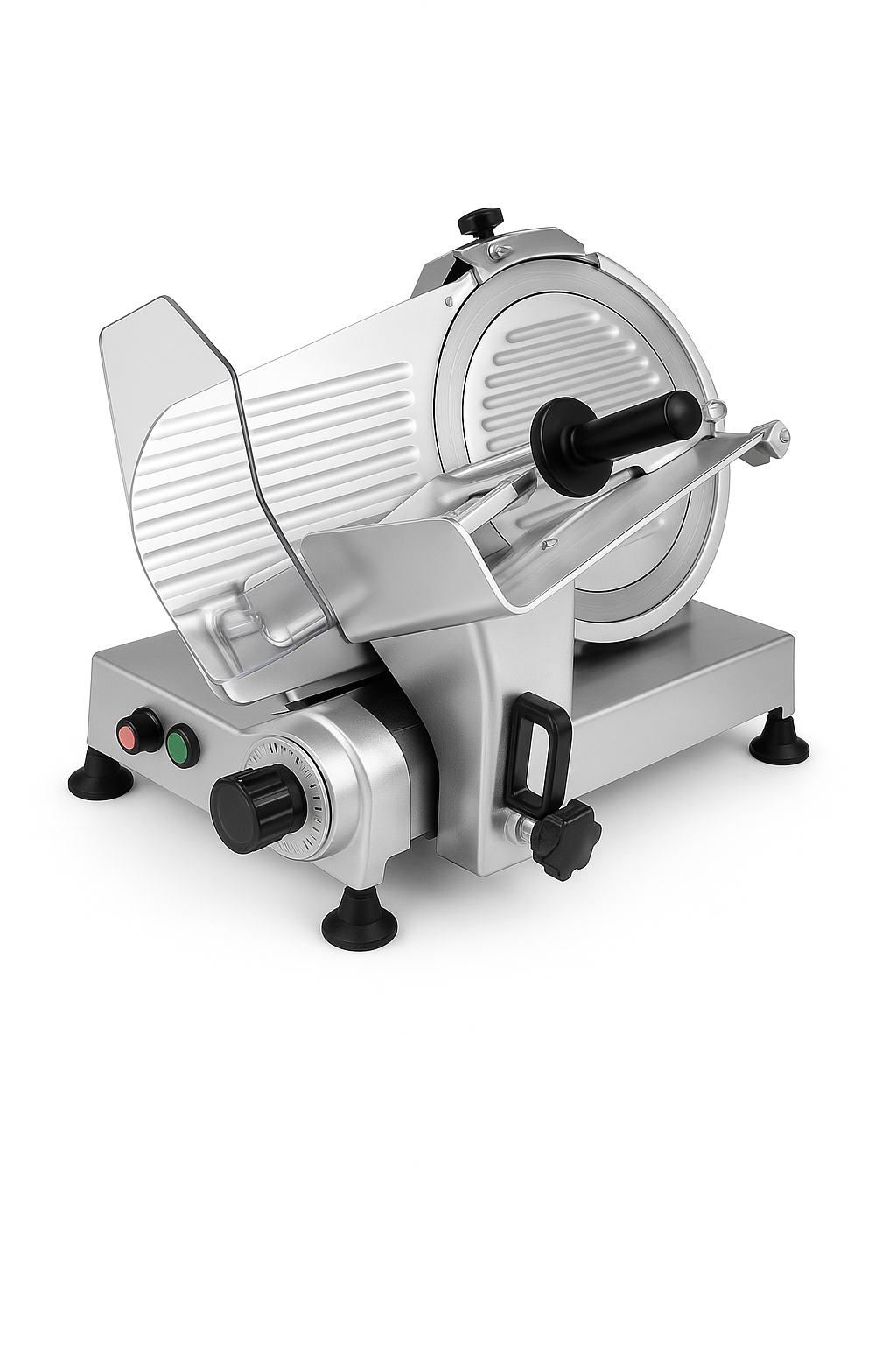 Cortadora de fiambre profesional aluminio estampado Casfri modelo CF-220-ES cuchilla cromada transmision por correa. Ideal para negocios de hosteleria