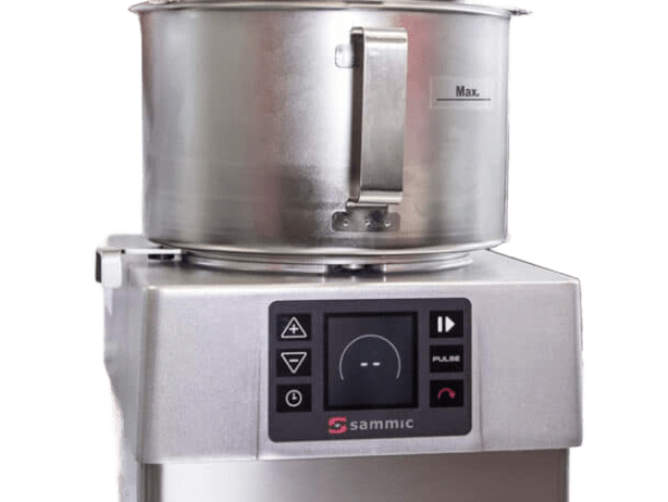 Combi cortadora cutter CK-35V SAMMIC. Incluye varios discos de corte y cuchillas, y un bol de acero inoxidable. Ideal para cortar, rallar y triturar.