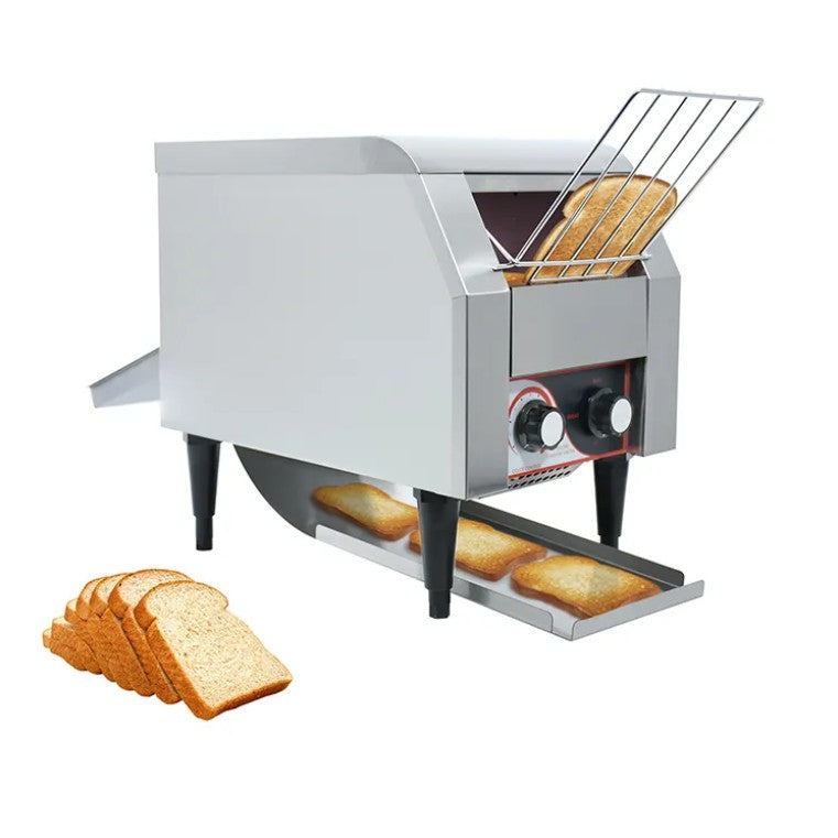 Tostador de pan continuo de sobremesa Casfri modelo CV-2. fabricado en acero inoxidable resistencias blindadas. Ideal para restaurantes tipo buffet