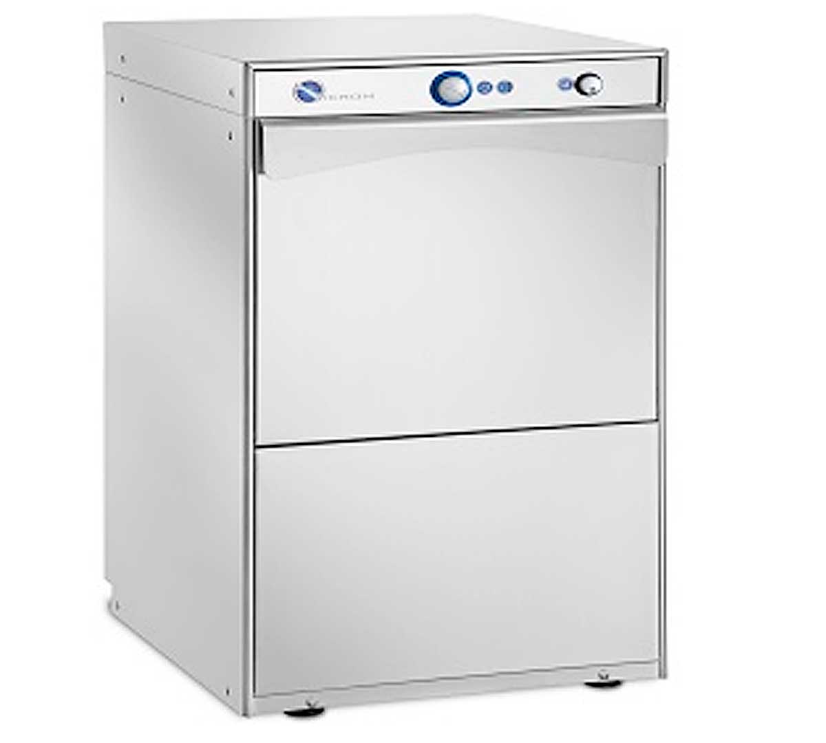Lavavasos industrial Basic-E500 NIKROM. Incluye 1 cesto de vasos y 1 insertador de cubiertos. Ideal para bares y cafeterías.