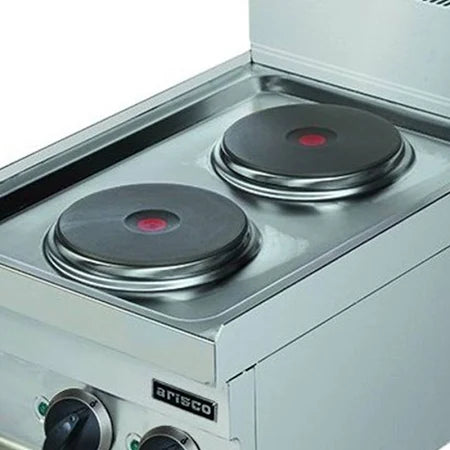 Cocina eléctrica profesional EC-604 con 4 fogones y horno. Ideal para restaurantes, cocinas industriales y hostelería de alto rendimiento.