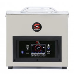 Envasadora al vacío industrial Sammic SU-310P de sobremesa, compacta y eficiente. Ideal para pequeños negocios de hostelería o carnicerías, ofrece un sellado profesional para conservar la frescura de los alimentos.