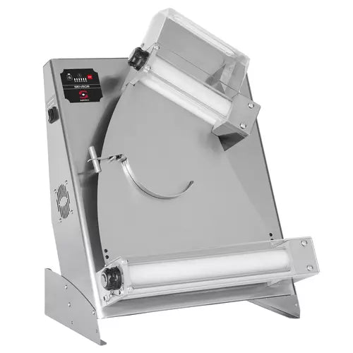 Formadora de pizzas profesional Sammic DF-40 de rodillos, para estirar y dar forma a masas de pizza de hasta 40 cm de diámetro, ideal para pizzerías y restauración