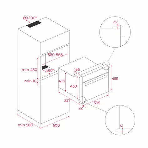 Horno compacto convencional con HydroCleanECO de 45 cm Acero Inoxidable Teka HBC 535