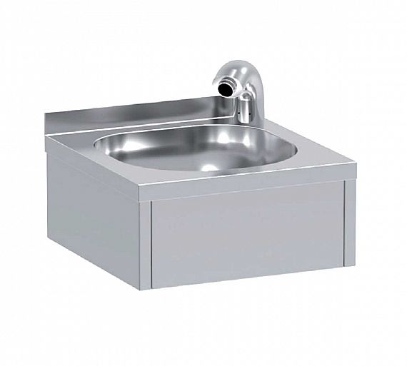 Lavamanos mural compacto LMG44 de acero inoxidable, ideal para espacios pequeños en cocinas comerciales o baños
