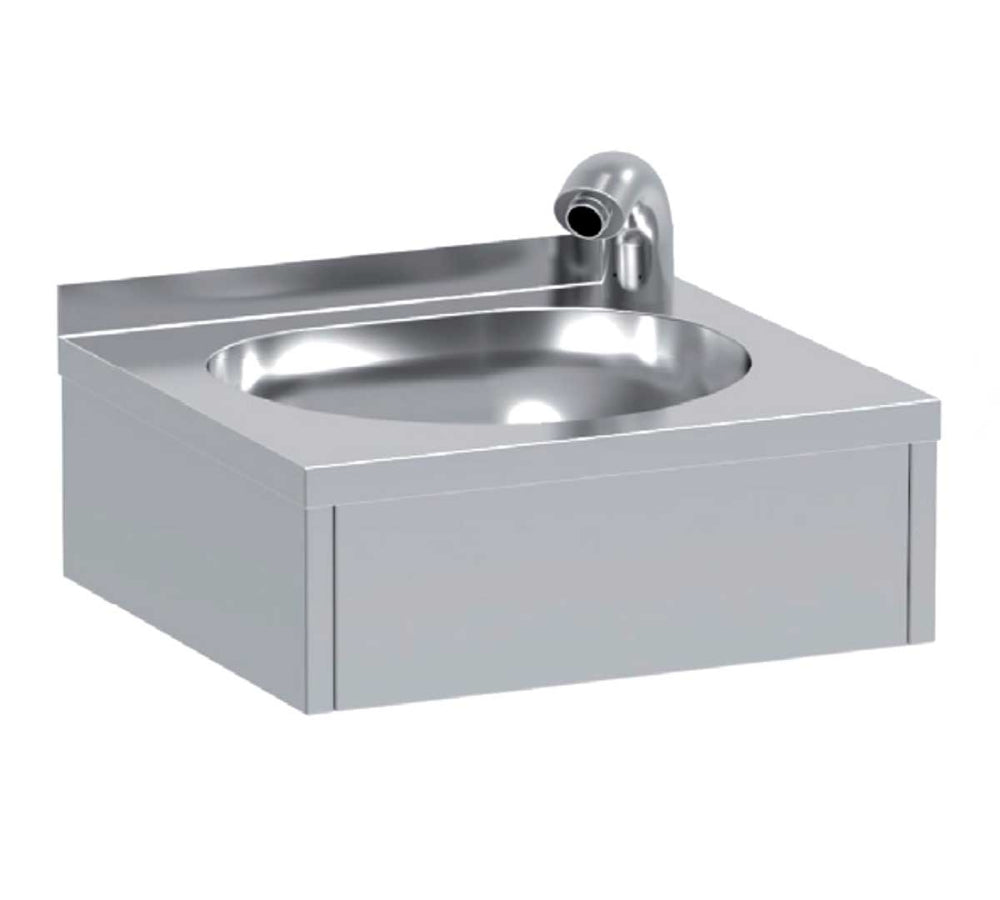 Lavamanos industrial LMG54 de acero inoxidable con diseño mural, ideal para cocinas comerciales o áreas de preparación de alimentos