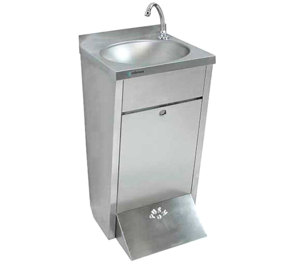 Lavamanos compacto de acero inoxidable Eratos modelo LP44, ideal para espacios reducidos en cocinas o baños comerciales