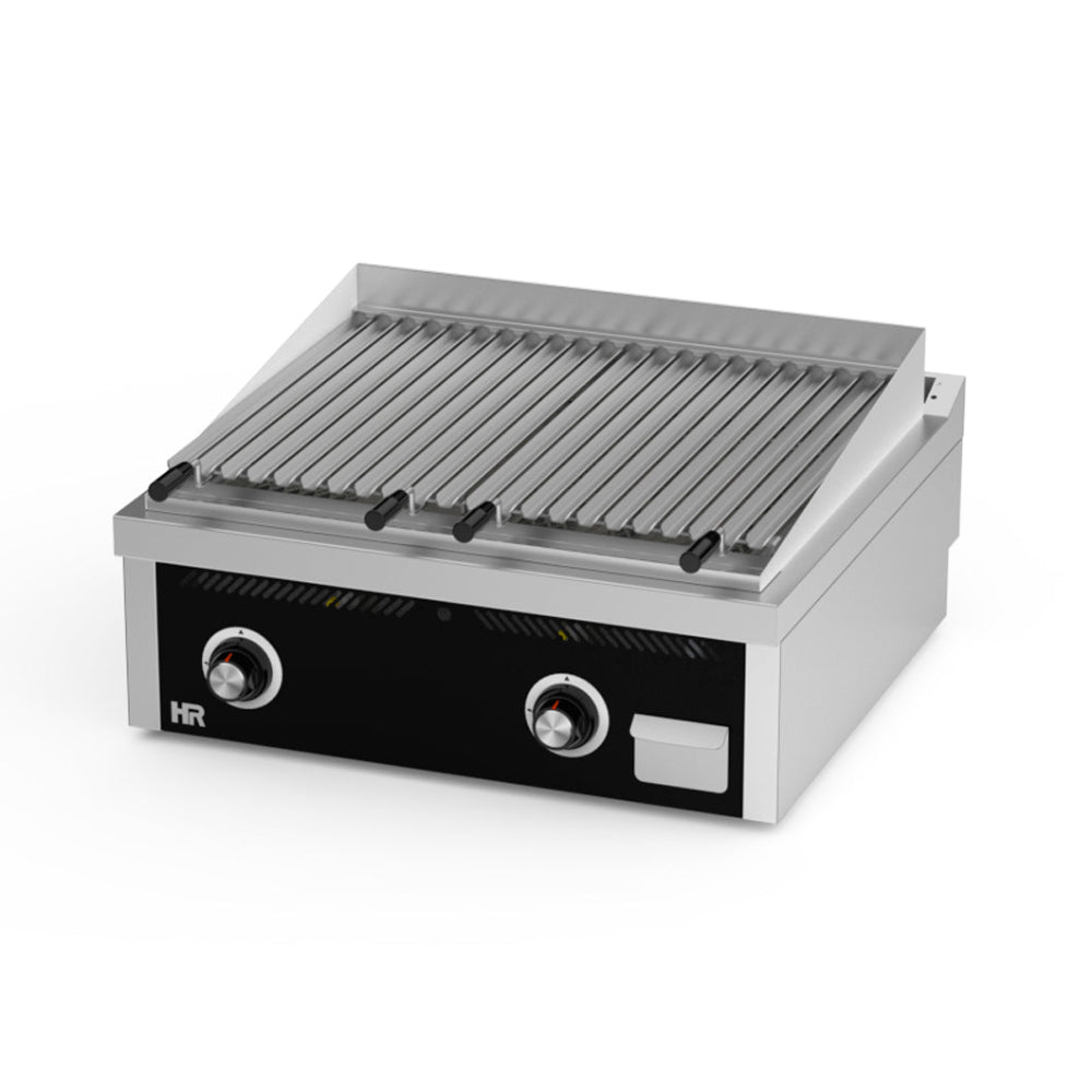Barbacoa de sobremesa profesional 800 para hostelería, ideal para pequeños espacios. Cocina a la brasa con carbón o leña. Diseño compacto y fácil de limpiar.