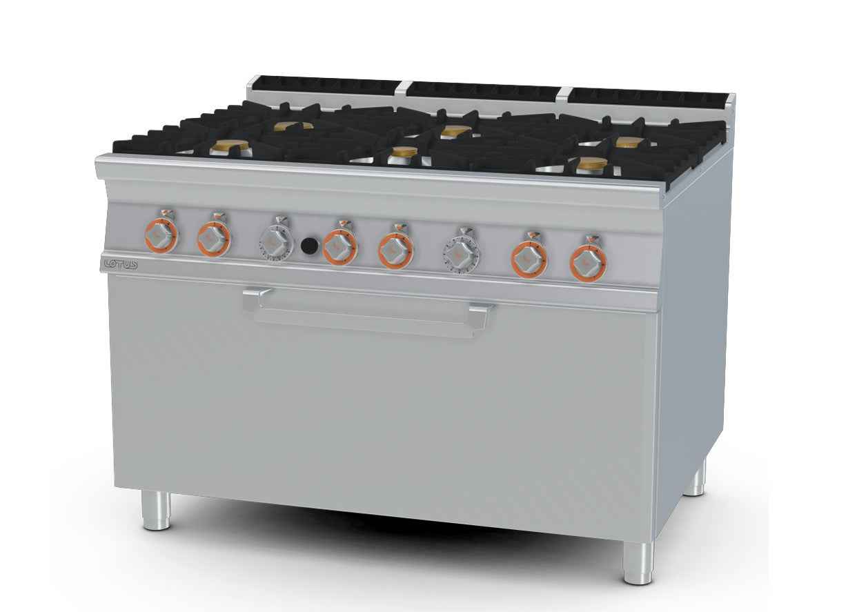 Cocina industrial 6 fuegos+horno a gas CF6-912G LOTUS