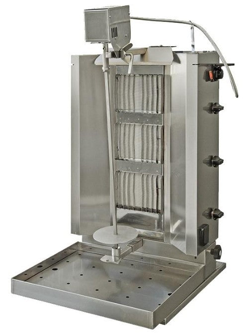 Kebab a gas 3 quemadores EKG3 - Máquina profesional para doner kebab, shawarma y gyros. Ideal para restaurantes y negocios de comida.