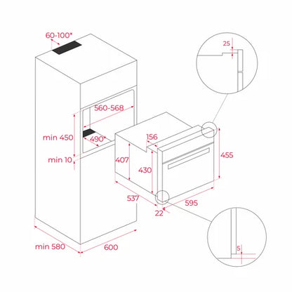 Horno compacto convencional con HydroCleanECO de 45 cm Acero Inoxidable Teka HBC 535