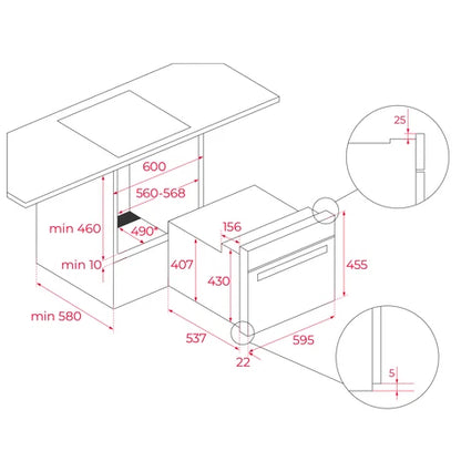 Horno compacto convencional con HydroCleanECO de 45 cm Acero Inoxidable Teka HBC 535