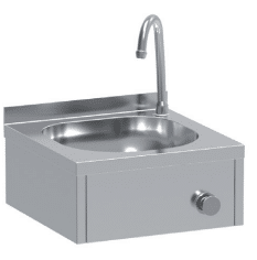 Lavamanos Eratos LM-44 de acero inoxidable, pulsador, caño giratorio ideal para hoteles y cocinas industriales