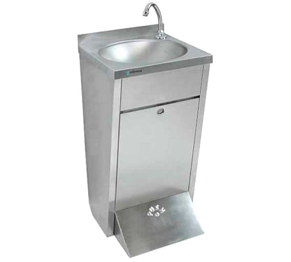 Lavamanos compacto de acero inoxidable Eratos modelo LP44, ideal para espacios reducidos en cocinas o baños comerciales