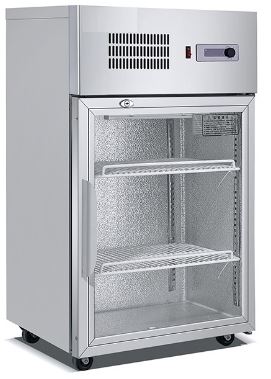 Minivitrina expositora refrigerada puerta cristal Casfri modelo MB-105 capacidad 95 litros. Ideal para negocios de hostelería