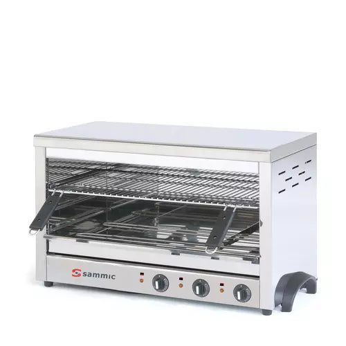 Salamandra gratinadora móvil profesional Sammic SGF-650, ideal para gratinar y calentar platos rápidamente en cocinas comerciales y restaurantes