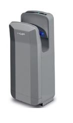 Secamanos vertical SVP Elec Turbo Yet de diseño moderno y compacto, acabado en acero inoxidable, ideal para baños públicos o comerciales, ofrece secado rápido y eficiente de manos.