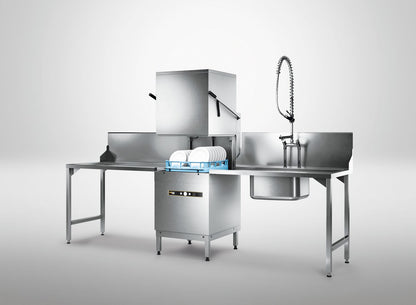 Hobard H604 - 12C - capota cesta de 50x50, modelo completo con bomba de desagüe, dosificadores de detergente y abrillantador y bomba de aclarado